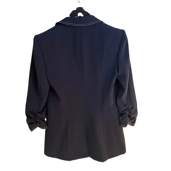 CINQ A SEPT Navy Crepe Khloe Blazer - Picture 9 of 13